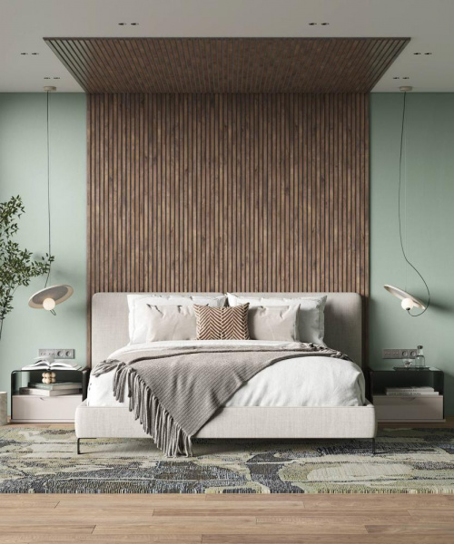 Акустическая панель, серый войлок, 2750х600х19мм, рейки МДФ дуб Старинный натуральный